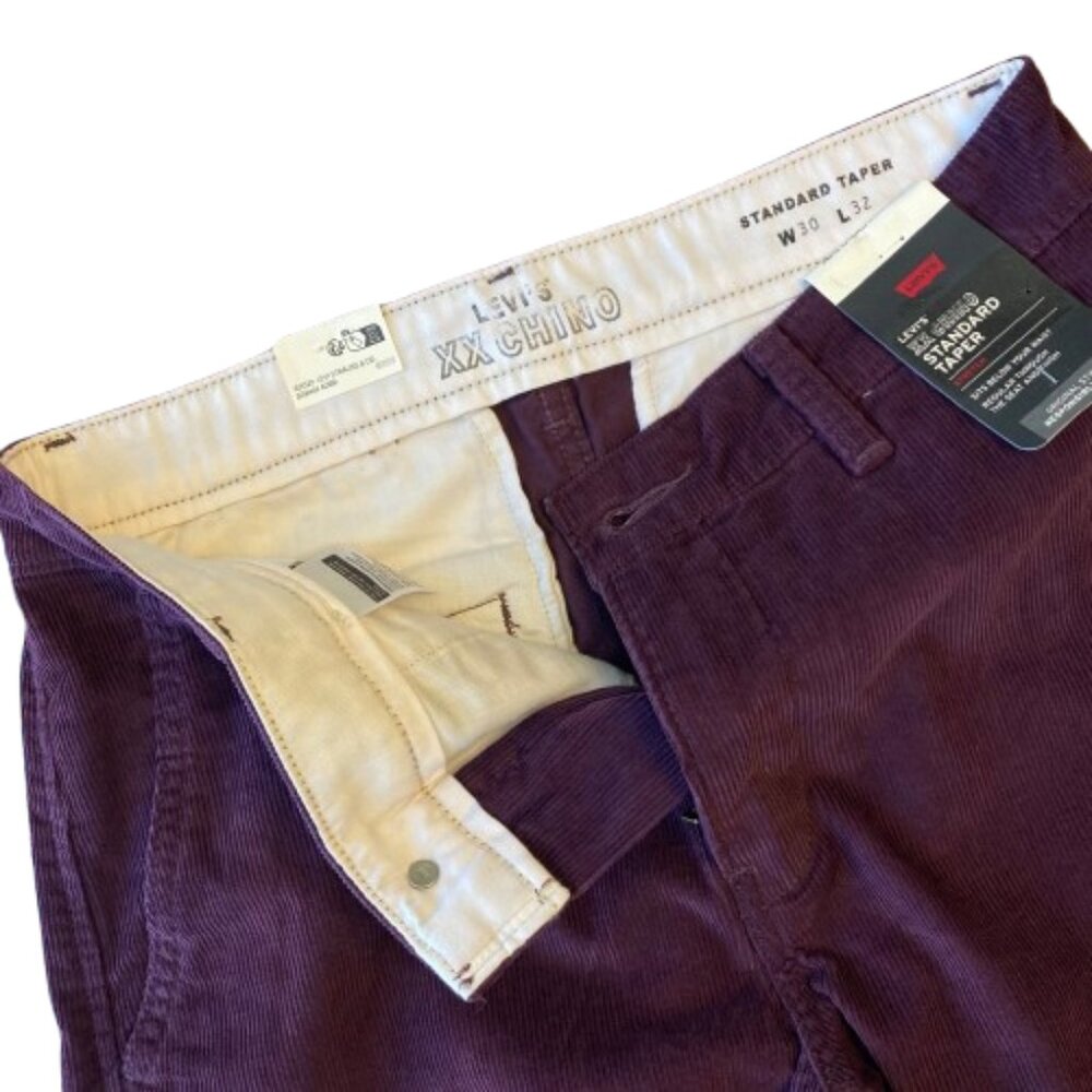 Levi's XX Chino Standard Taper Fit Corduroy Pants Mens 30x32 Burgundy NWT - Picture 4 of 10